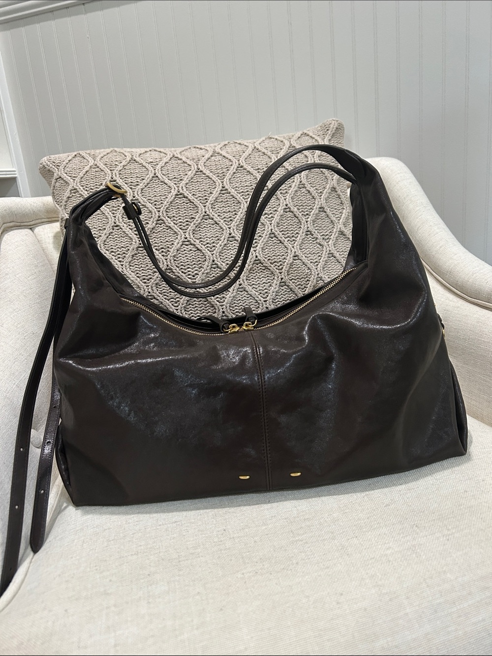 Fabrique Aura Slouchy LARGE Hobo Bag - Chocolate Brown Vegetable-Tanned Leather